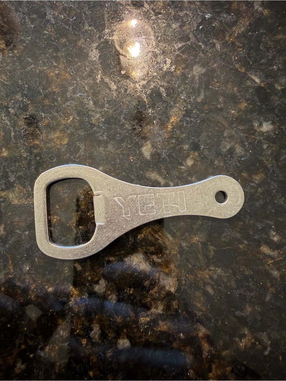 Yeti Silver Metal Bottle Opener Keychain